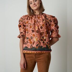 Ulla Johnson Joni Blouse, Blush Floral, Size 4 - perfect condition